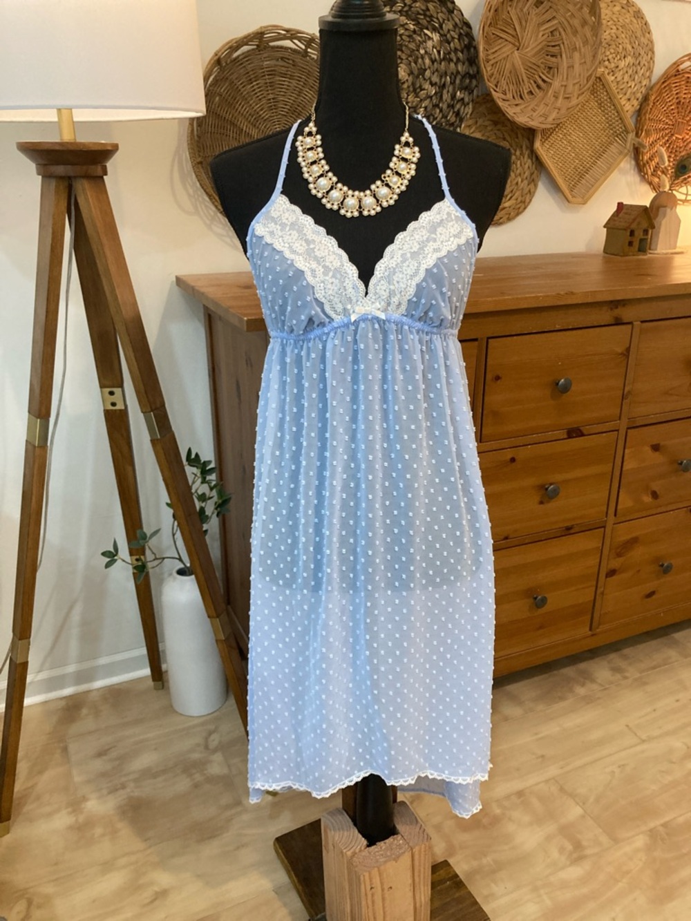 Blue lace nightie